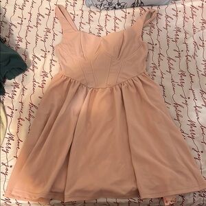 SHEIN Orange and Pink Pleated Tiered Sundress with Sweetheart Neckline for Prom